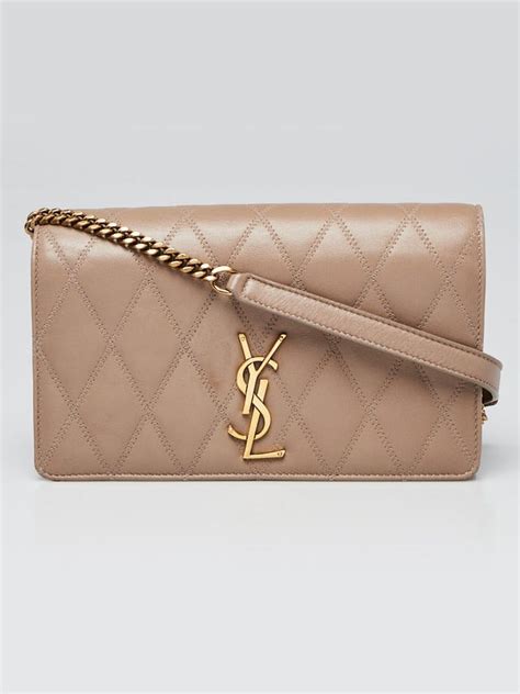 Yves Saint Laurent Beige Quilted Leather Angie Crossbody Bag